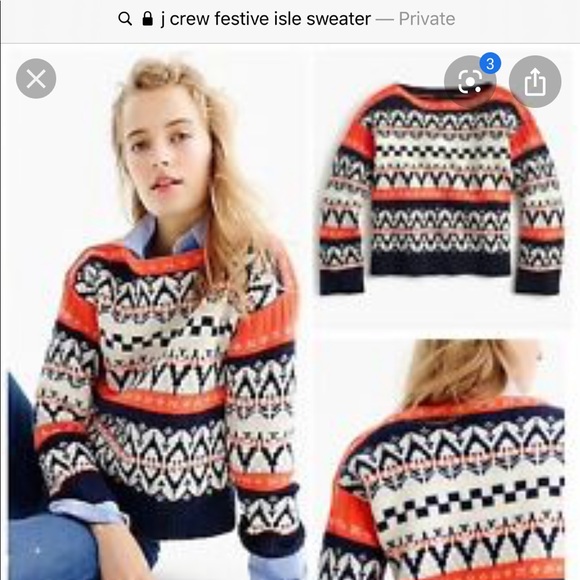 J. Crew Festive Fair Isle 100% Wool Sweater - Picture 2 of 7